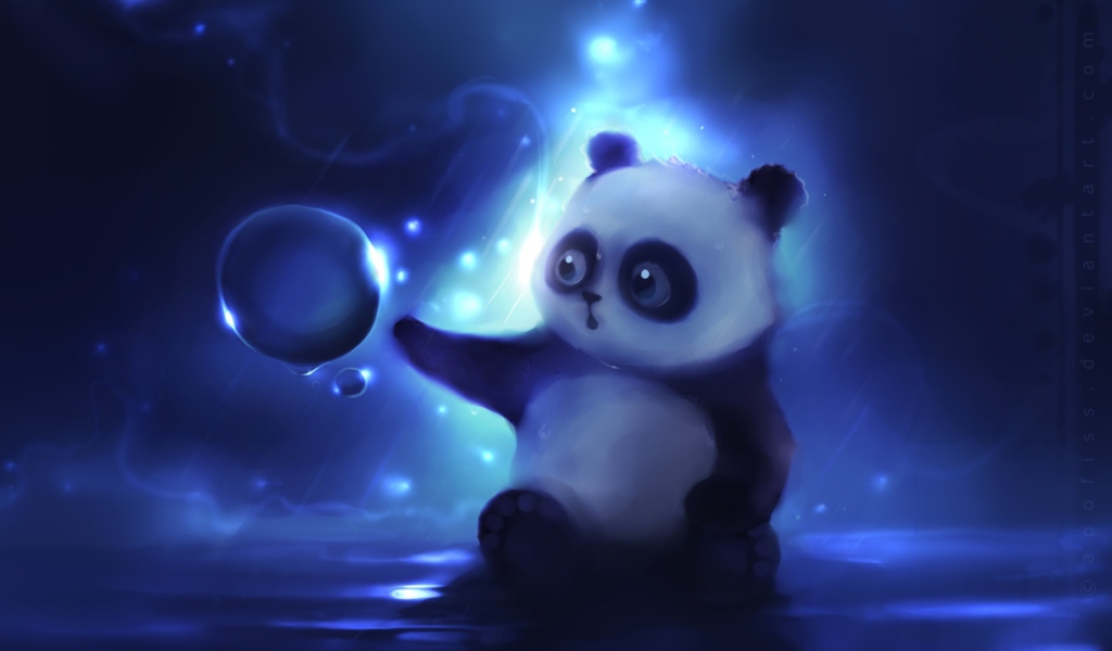 Sfondi Curious Panda Painting 1024x600