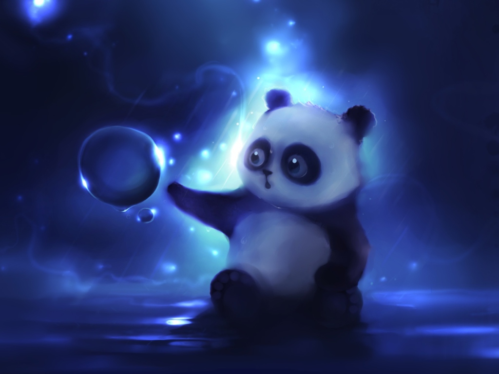 Curious Panda Painting wallpaper 1024x768