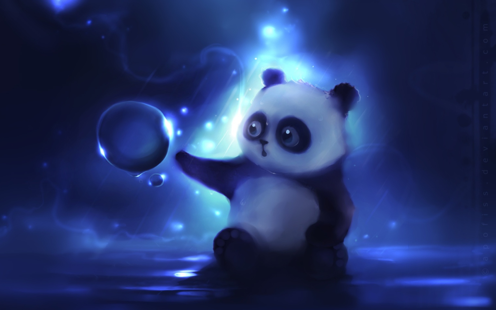 Обои Curious Panda Painting 1920x1200