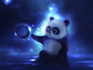 Обои Curious Panda Painting 320x240