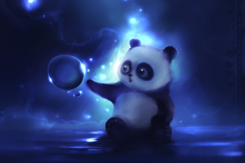 Обои Curious Panda Painting 480x320