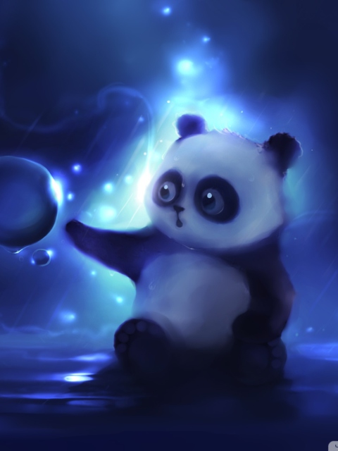 Curious Panda Painting wallpaper 480x640