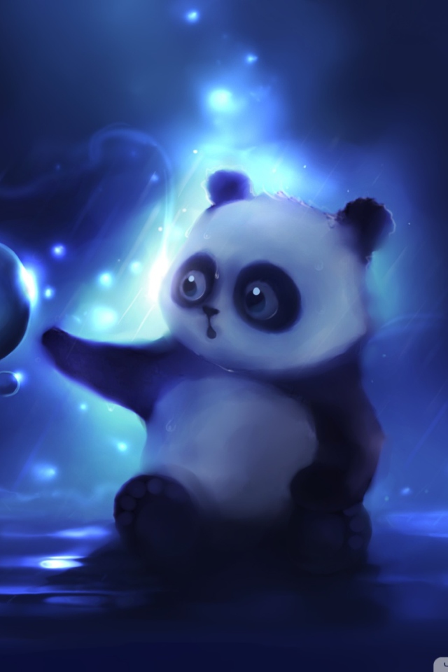 Das Curious Panda Painting Wallpaper 640x960