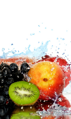 Peaches, bananas and grapes screenshot #1 240x400