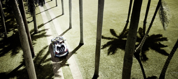 BMW i8 Concept Spyder Under Palm Trees screenshot #1 720x320