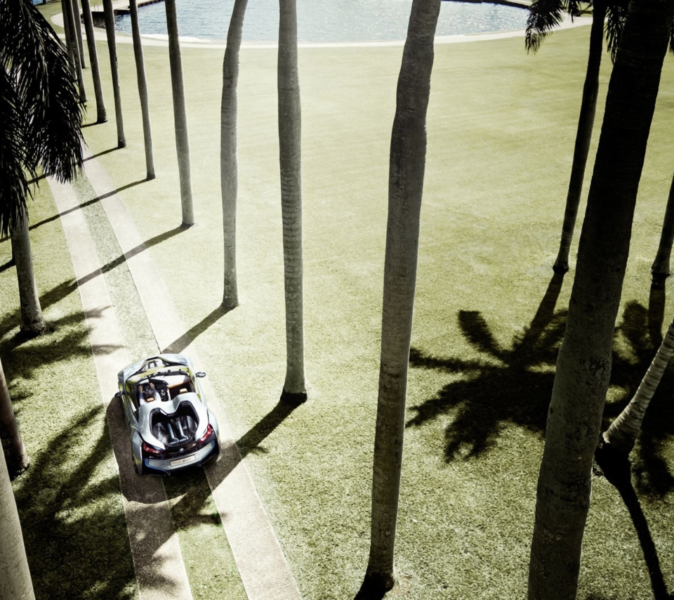 Sfondi BMW i8 Concept Spyder Under Palm Trees 960x854
