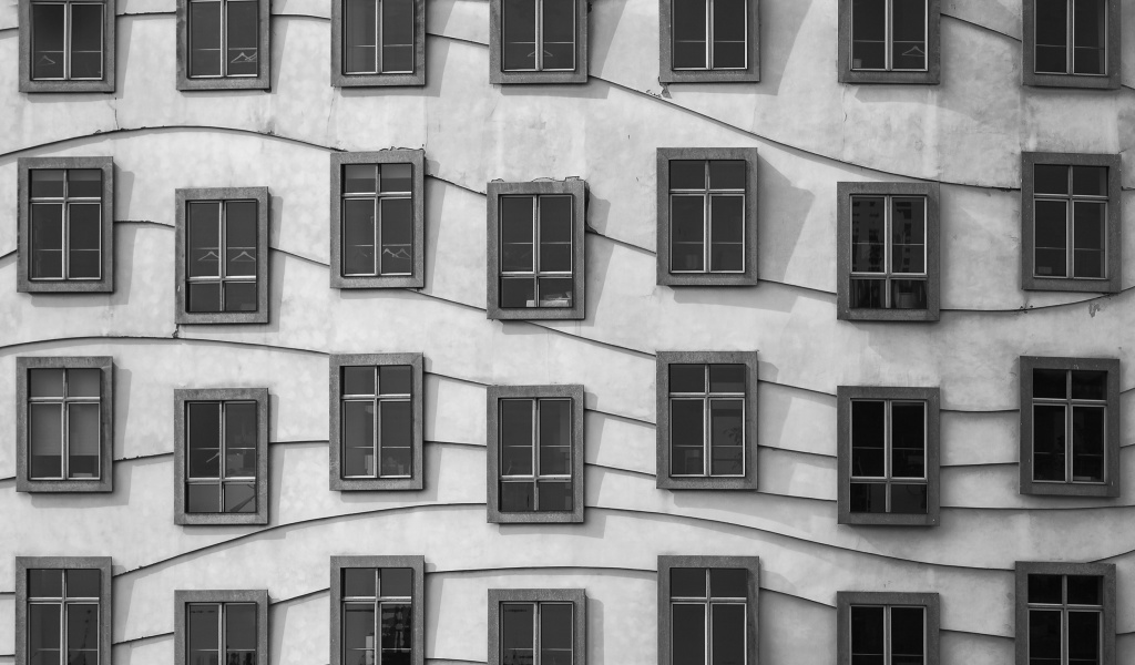 Обои Windows Geometry on Dancing House 1024x600