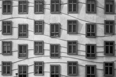 Windows Geometry on Dancing House wallpaper 480x320