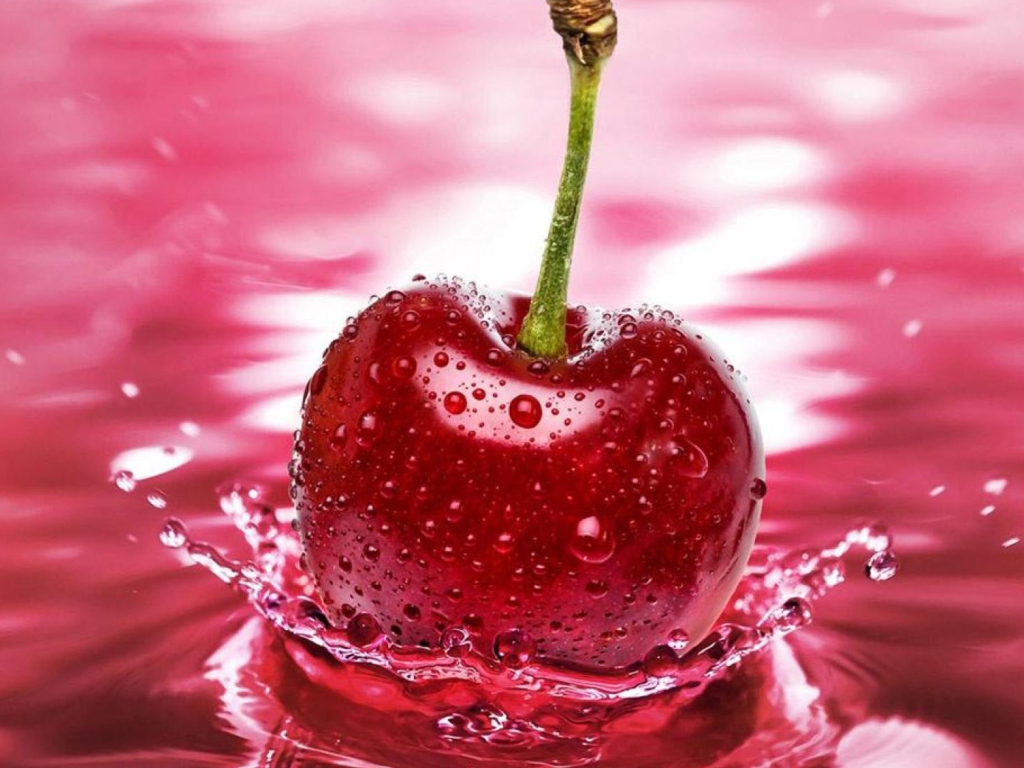 Das Red Cherry Splash Wallpaper 1024x768