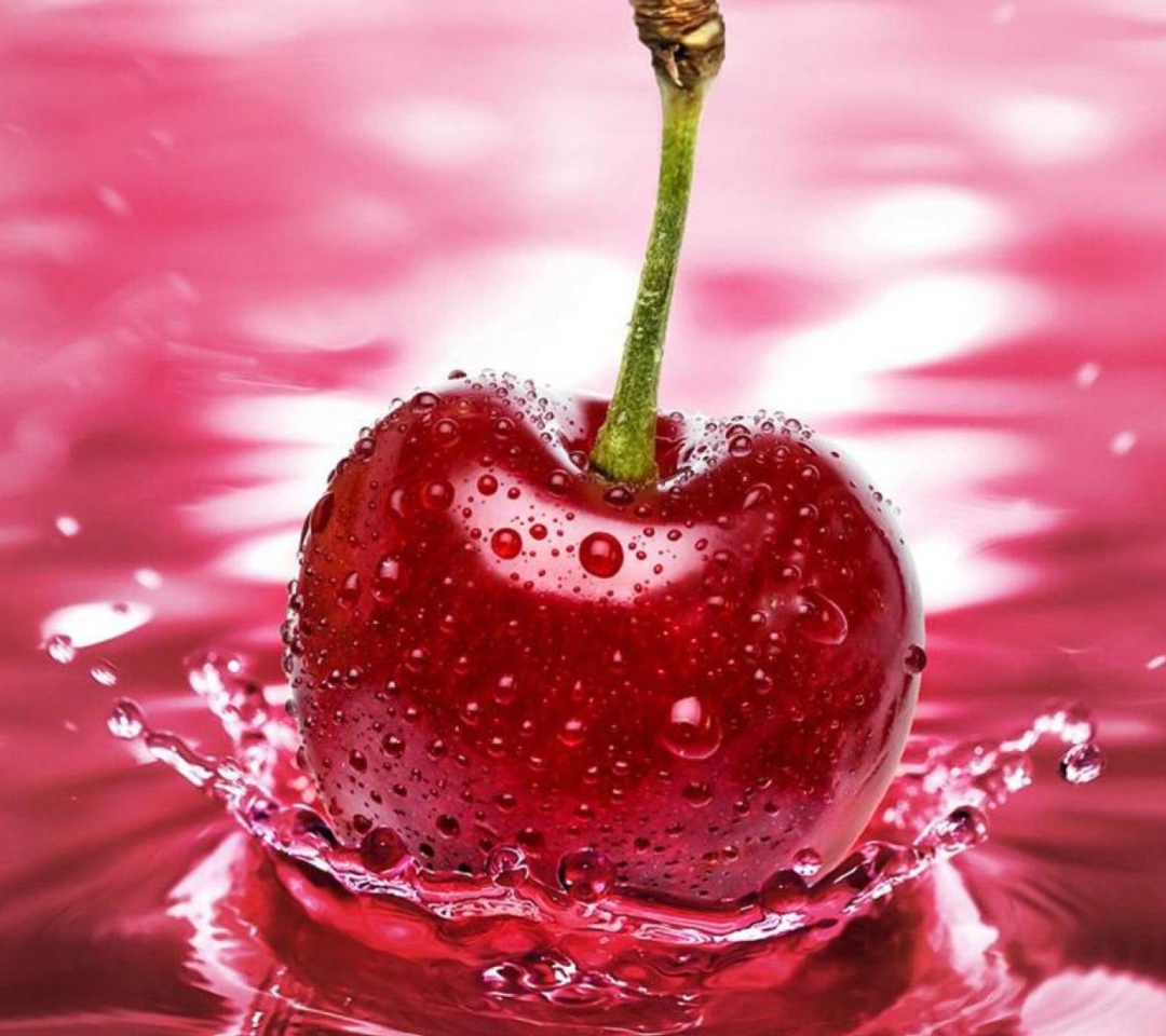 Das Red Cherry Splash Wallpaper 1080x960