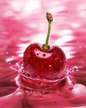 Das Red Cherry Splash Wallpaper 176x220