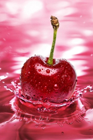 Das Red Cherry Splash Wallpaper 320x480