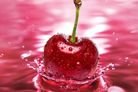Das Red Cherry Splash Wallpaper 480x320