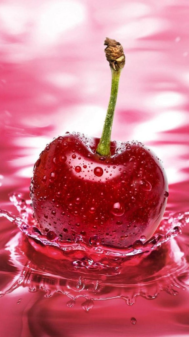 Das Red Cherry Splash Wallpaper 640x1136