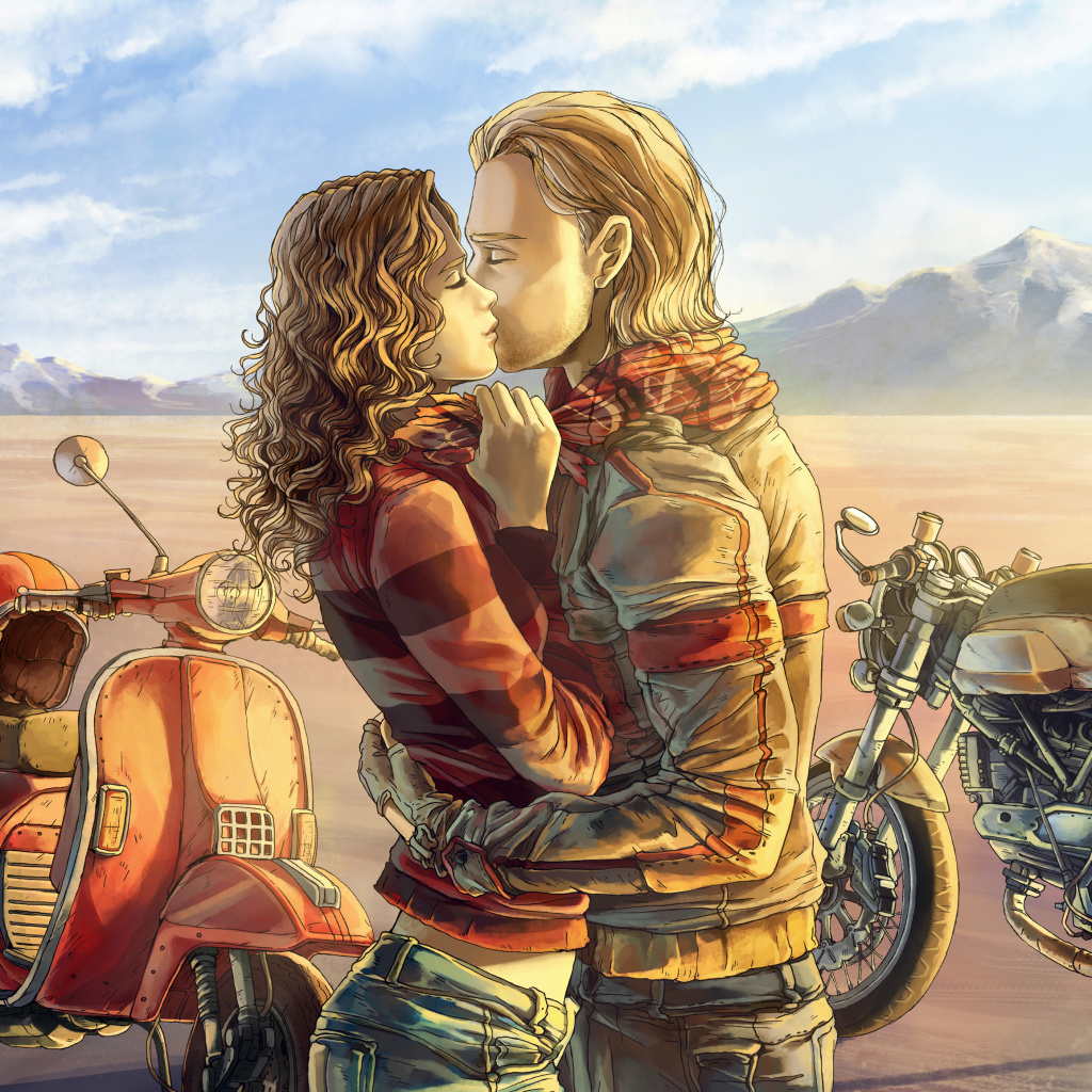 Biker Kiss wallpaper 1024x1024