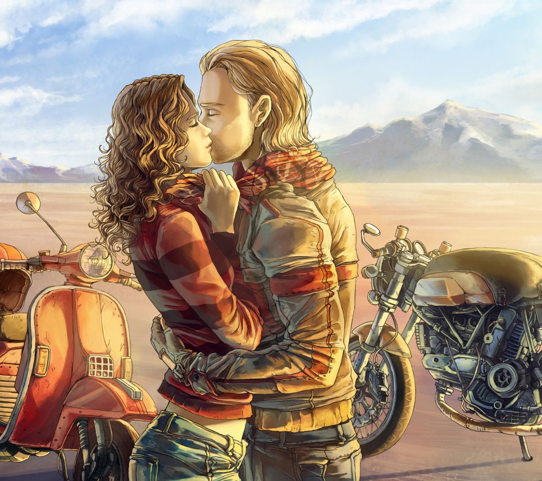 Das Biker Kiss Wallpaper 1080x960