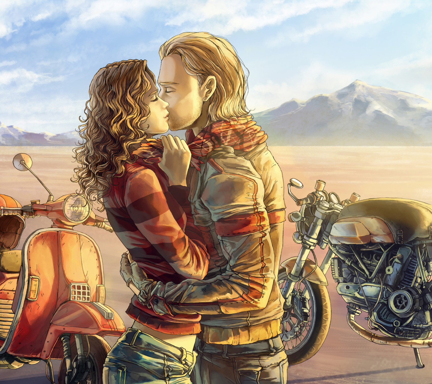 Das Biker Kiss Wallpaper 1440x1280