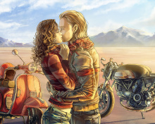 Das Biker Kiss Wallpaper 220x176