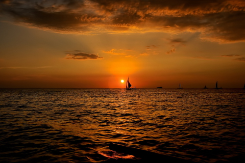 Sfondi Sunset Sailing 480x320