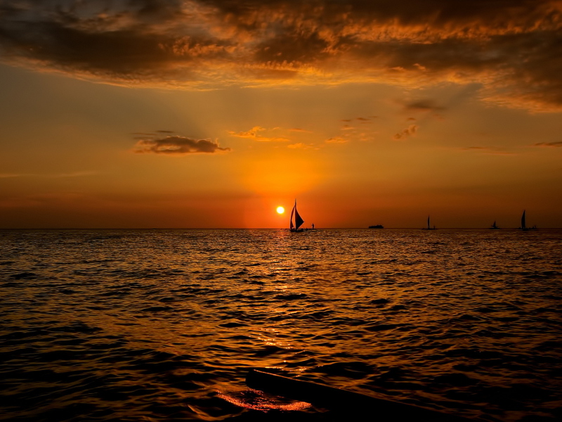 Fondo de pantalla Sunset Sailing 800x600