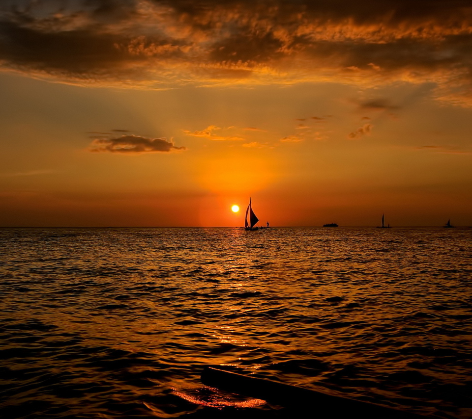 Fondo de pantalla Sunset Sailing 960x854