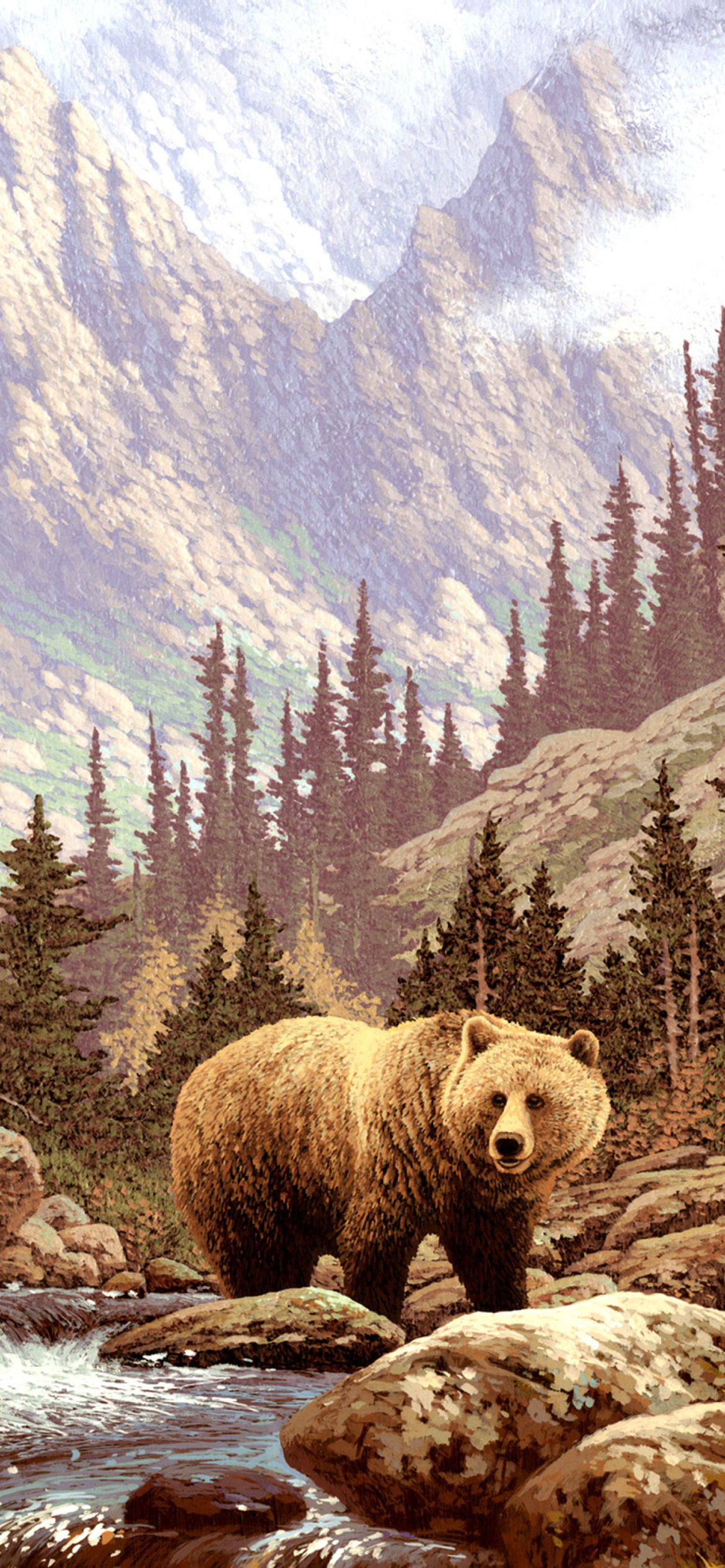 Fondo de pantalla Brown Bear Painting 1170x2532
