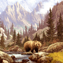 Brown Bear Painting wallpaper 208x208