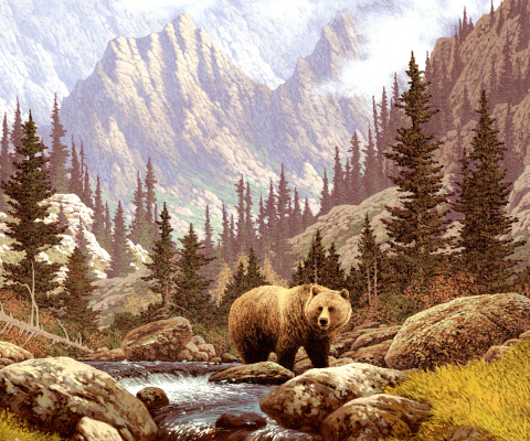 Screenshot №1 pro téma Brown Bear Painting 480x400