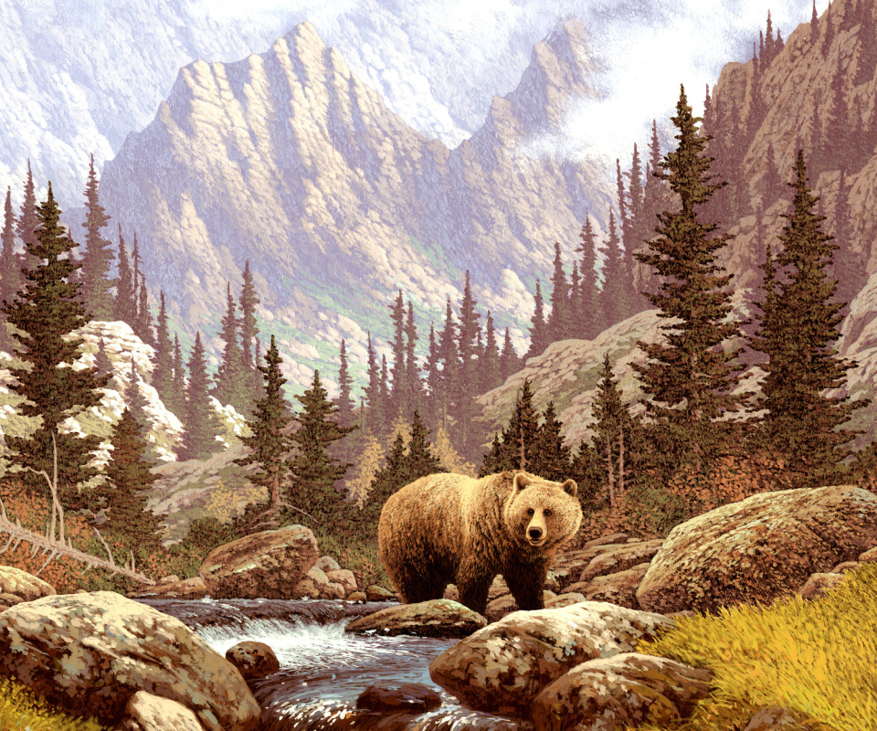 Brown Bear Painting wallpaper 960x800