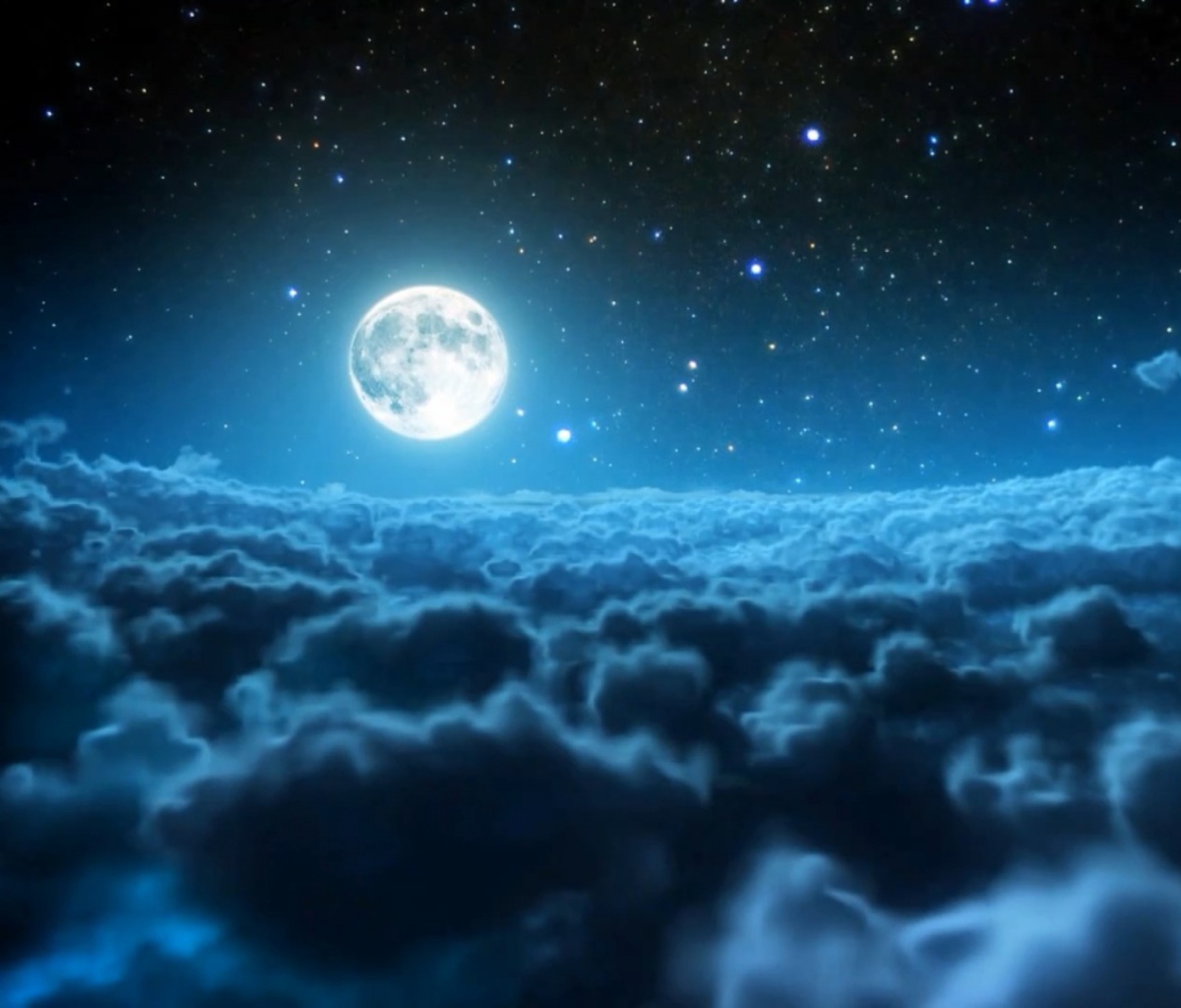 Screenshot №1 pro téma Cloudy Night And Sparkling Moon 1200x1024