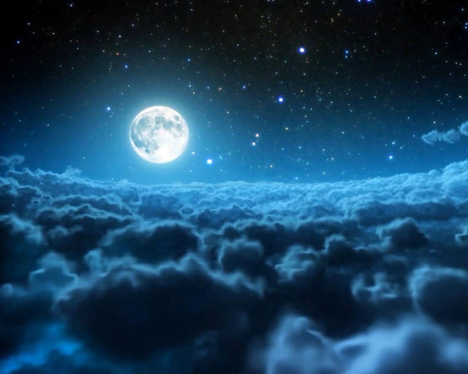 Обои Cloudy Night And Sparkling Moon 1600x1280