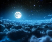 Sfondi Cloudy Night And Sparkling Moon 176x144