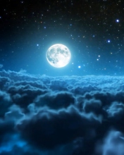 Sfondi Cloudy Night And Sparkling Moon 176x220