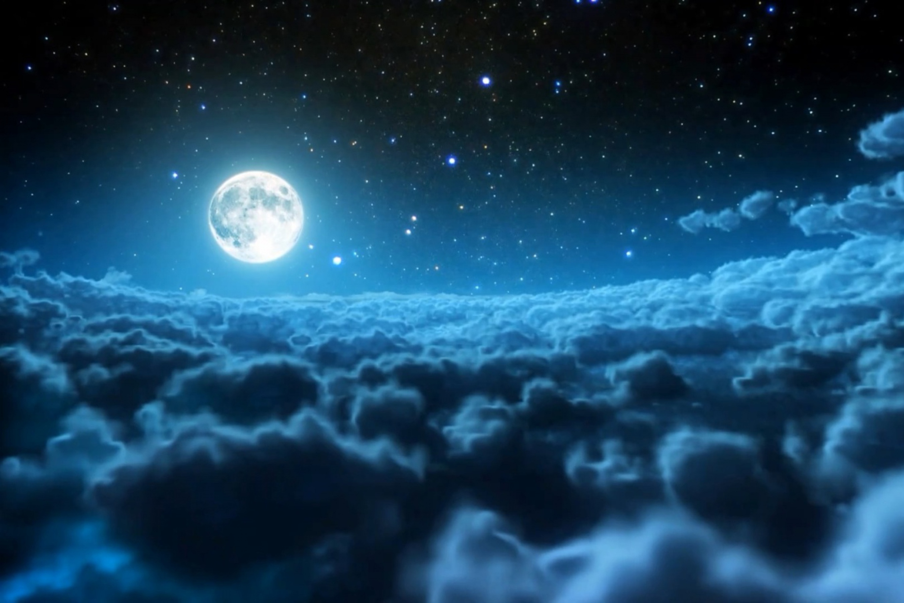 Обои Cloudy Night And Sparkling Moon 2880x1920
