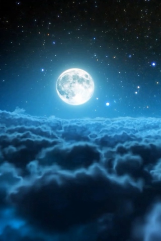 Screenshot №1 pro téma Cloudy Night And Sparkling Moon 320x480