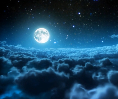 Das Cloudy Night And Sparkling Moon Wallpaper 480x400