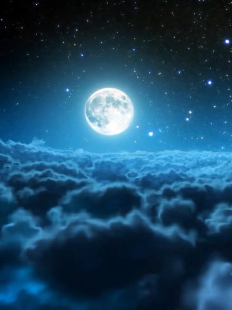 Cloudy Night And Sparkling Moon wallpaper 480x640