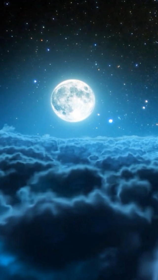 Sfondi Cloudy Night And Sparkling Moon 640x1136