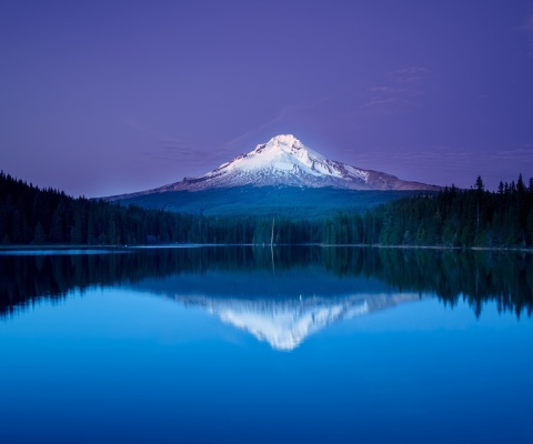Mountains with lake reflection wallpaper 480x400
