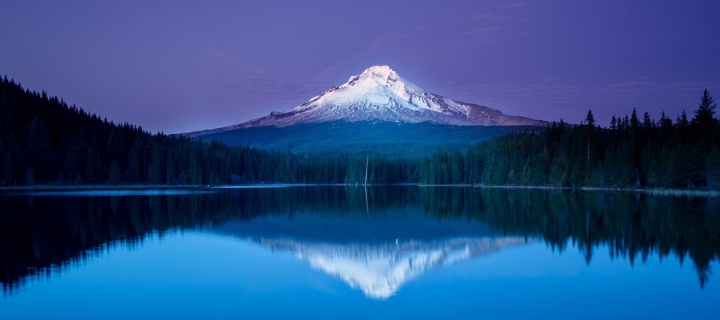 Mountains with lake reflection wallpaper 720x320