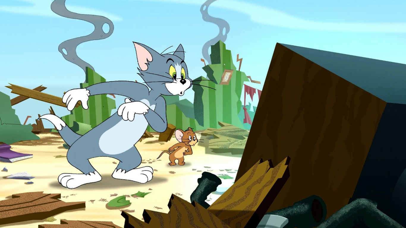 Das Tom and Jerry Fast and the Furry Wallpaper 1366x768