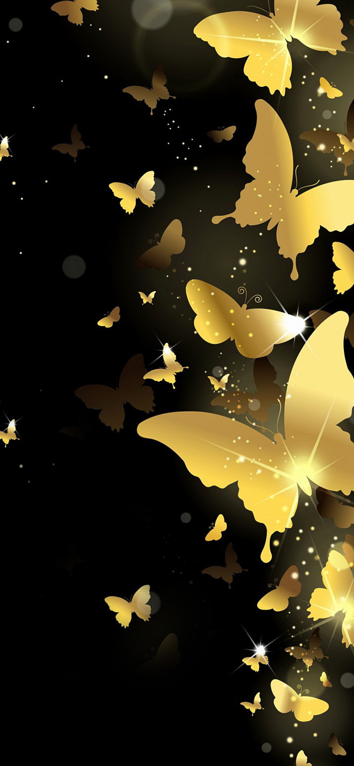 Fondo de pantalla Golden Butterflies 1170x2532