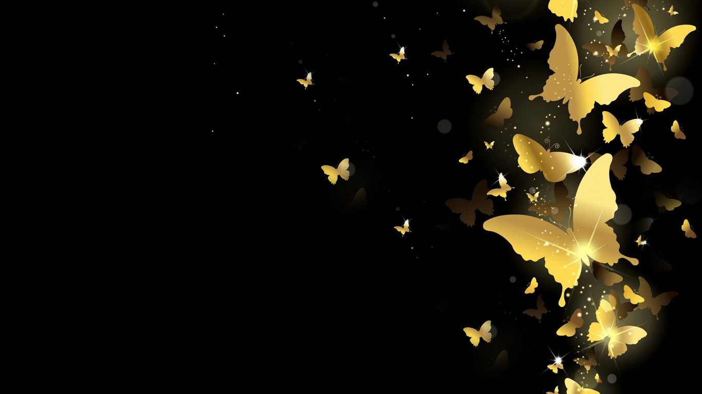 Golden Butterflies wallpaper 1366x768