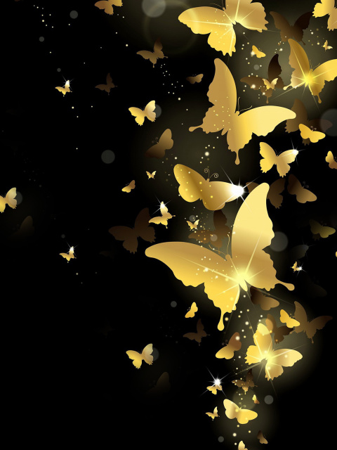 Fondo de pantalla Golden Butterflies 480x640
