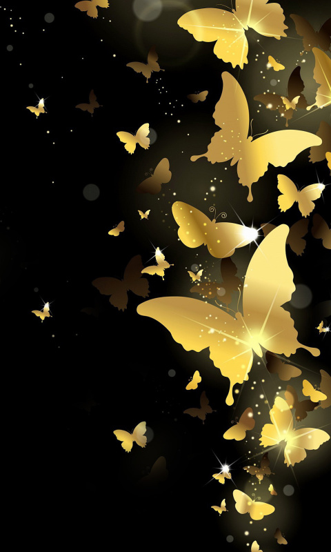Das Golden Butterflies Wallpaper 480x800