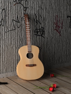 Das Guitar And Roses Wallpaper 240x320