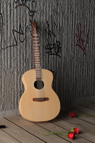 Das Guitar And Roses Wallpaper 320x480
