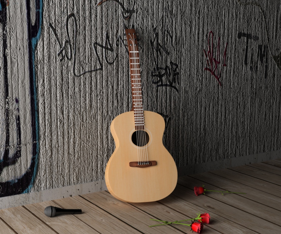 Fondo de pantalla Guitar And Roses 960x800