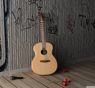 Kostenloses Guitar And Roses Wallpaper für iPad 2
