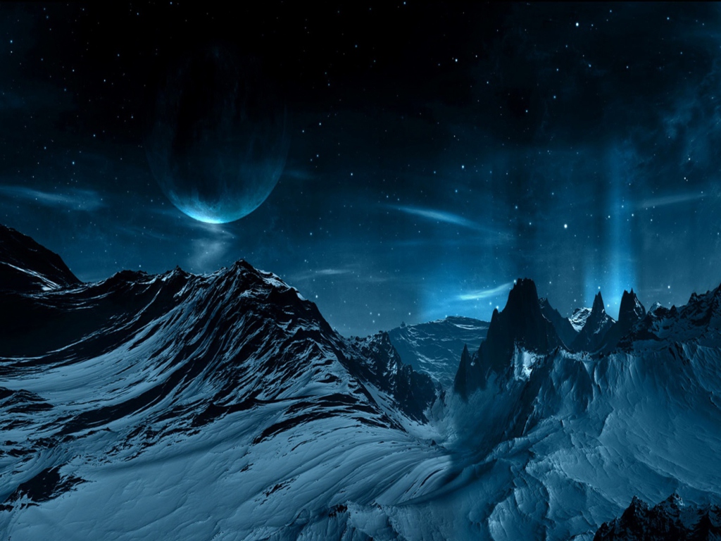 Blue Night And Mountainscape wallpaper 1024x768